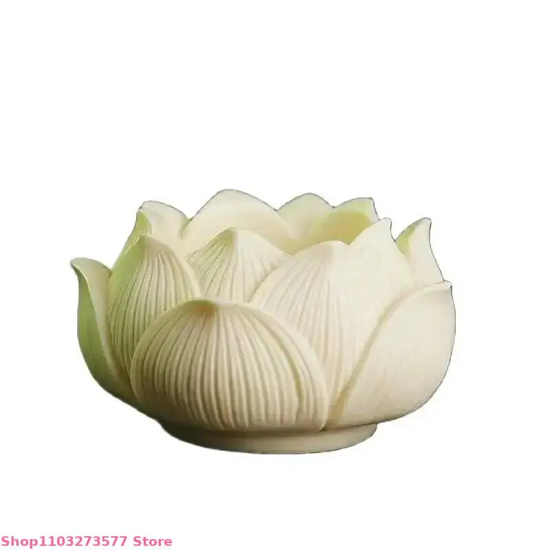 Organic Ivory Fruit Carved Lotus Base For Home Decoration Zen Buddha Statue Incense Burner Flower Pot Holder Miniature Modelbase