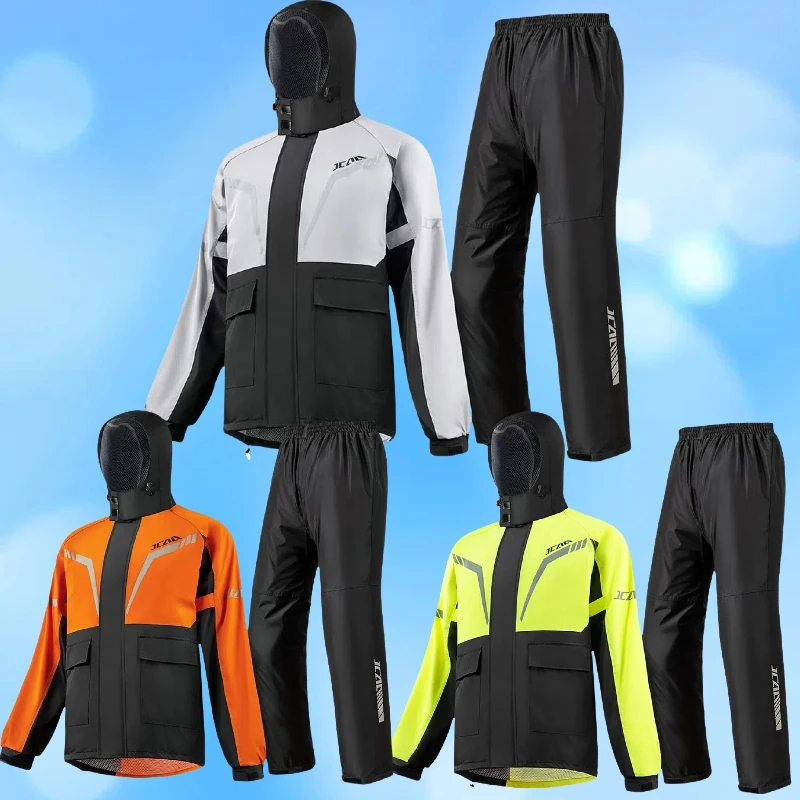 Motorcycle Rain Suit Split Type Storm Proof Wind Waterproof Reflective Riding Gear for Men Women