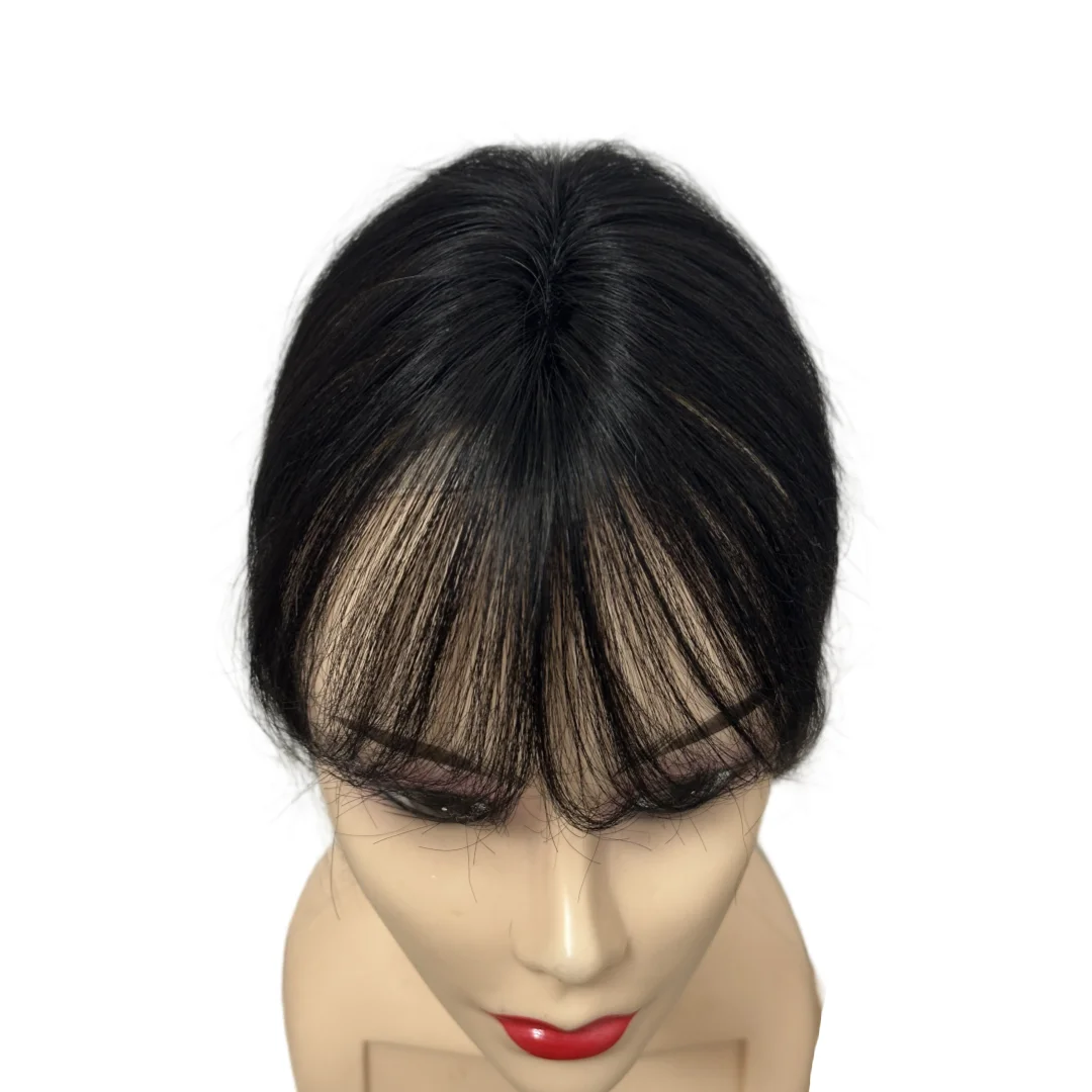 Keine Clip-Topper, Echthaar-Fransen, verbesserte magische Paste, Haar-Topper, Pony für Frauen, flauschige Haarabdeckung, spärliche Haarnähte, Patches – Detail 17