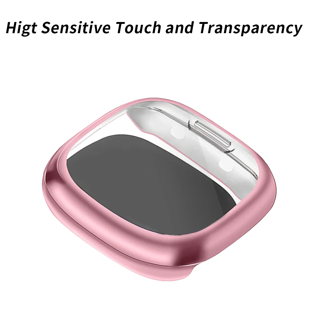360Full Cover Case for Fitbit Sense 2 Smart Watch Soft TPU All-Around Bumper Shell Anti-drop for Fitbit Versa 4 Screen Protector