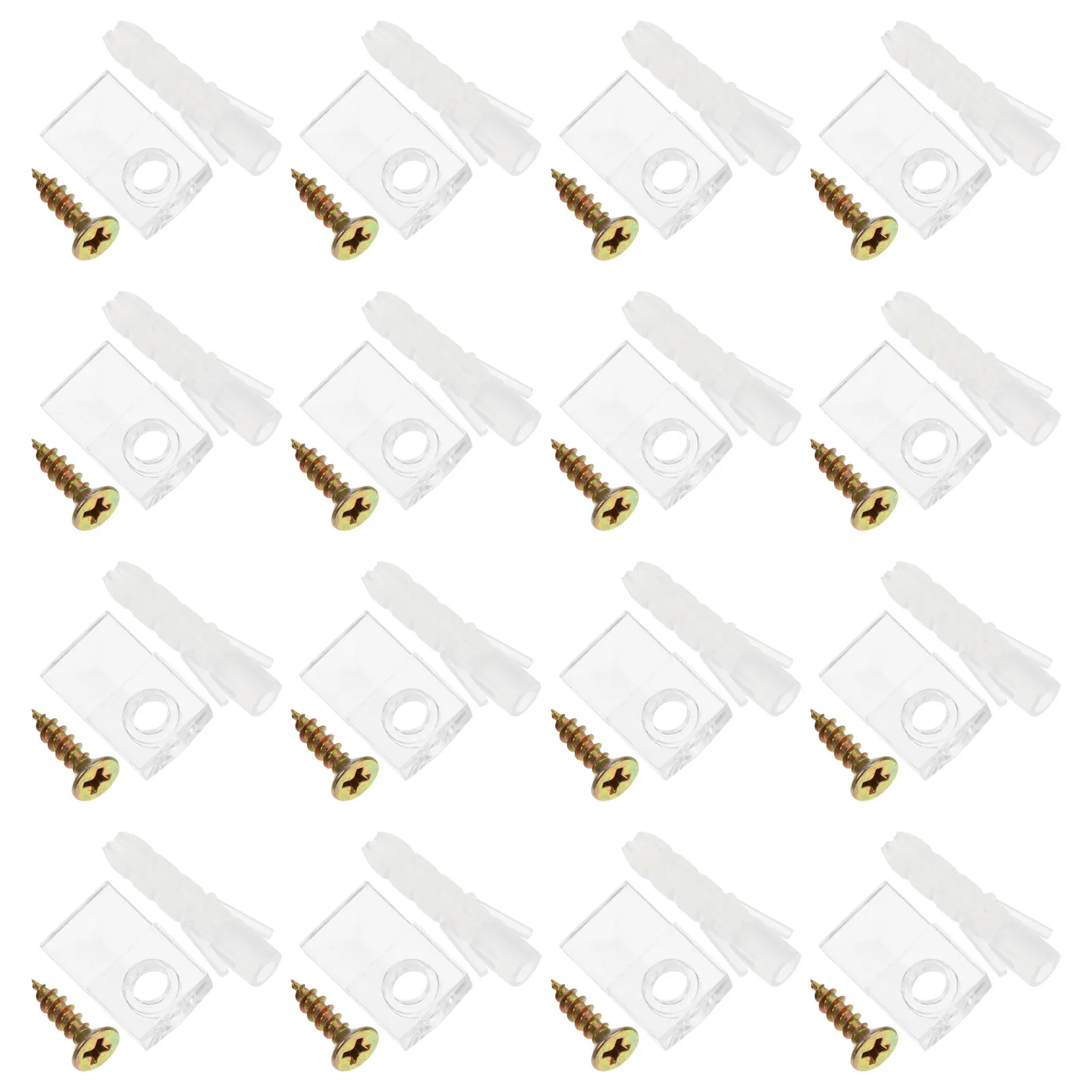 20Sets Premium Plastic Glass Clamps Multi Purpose Mirror Holder Shelf Mounting Bracket for Glass Panel Acrylic Painting Home