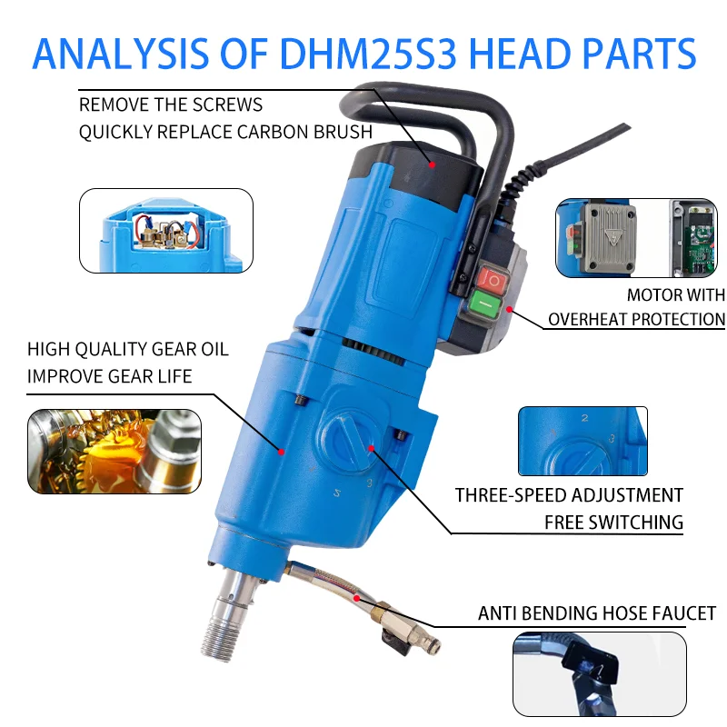

Professional Three-Speed Transmission 255mm Diamond Core Drilling Machine Motor Powered Tools & Concrete Tools Drilling Machine
