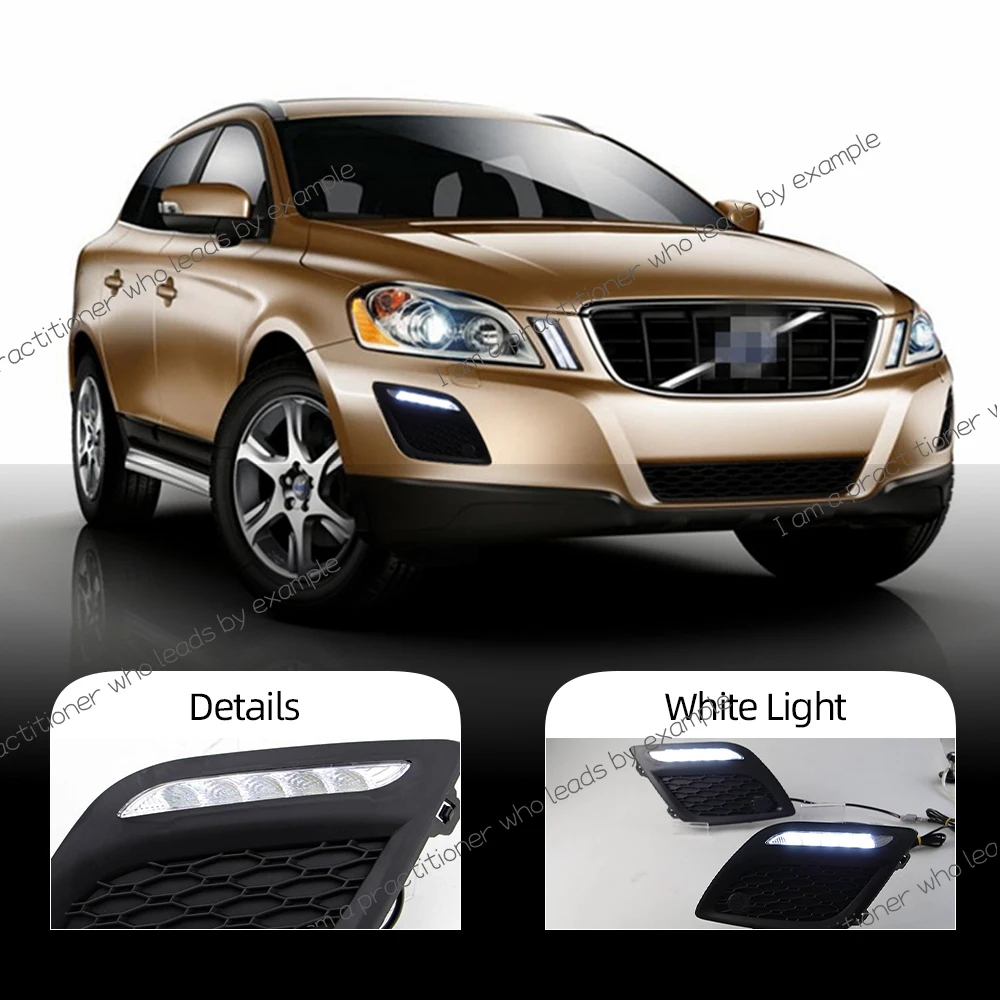 

Car LED DRL Daytime Running Lights For VOLVO XC60 2011 2012 2013 Front Bumper Fog Lamp Foglight with dimming style Relay