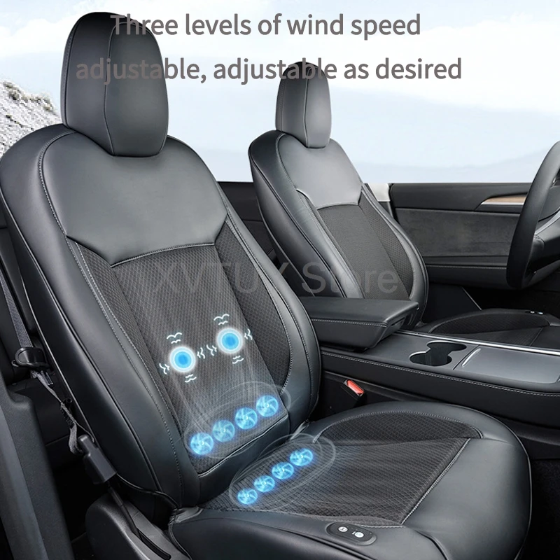 For Tesla Model 3/Y Smart Cooling Car Seat Cushion Summer Driving Breathable Seat Cover With 10 Fans Car Interior Accessories