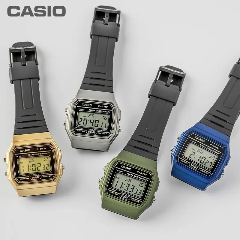 Casio F-91WM Men Women Small Square Electric Watch Moda Outdoor Sports Student Watch Display Digital LED Light Stopwatch