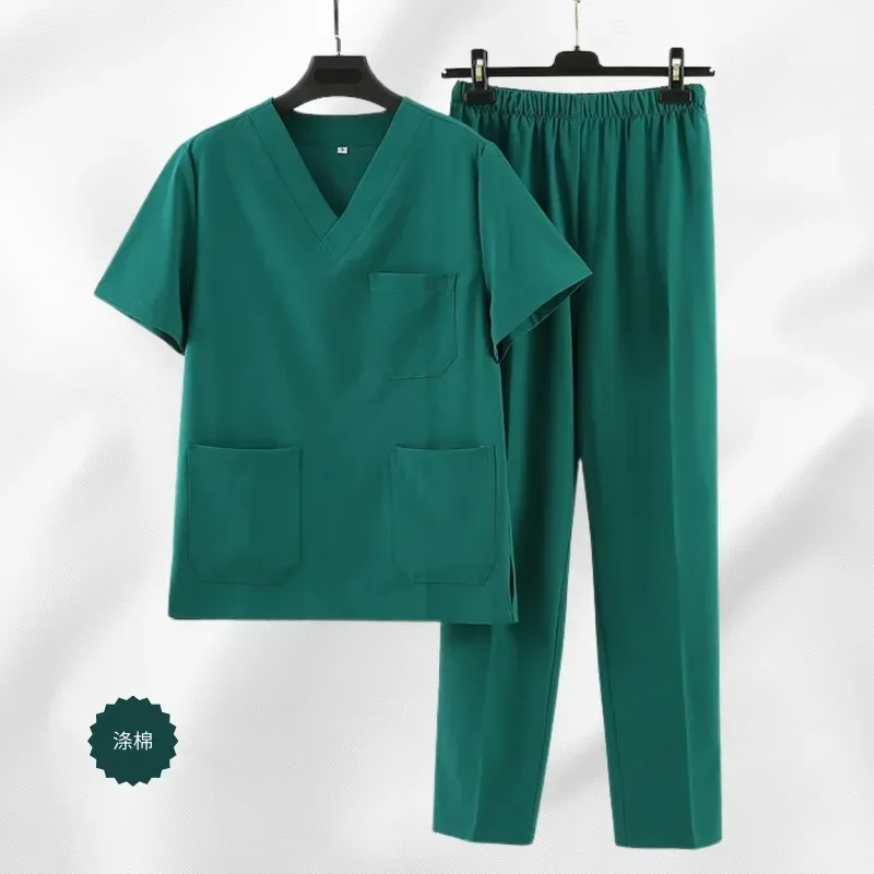 Abiti estivi per lavare le mani in cotone poliestere, tute divise, uniformi da sala operatoria per uomini e donne, abiti da lavoro per medici e infermieri