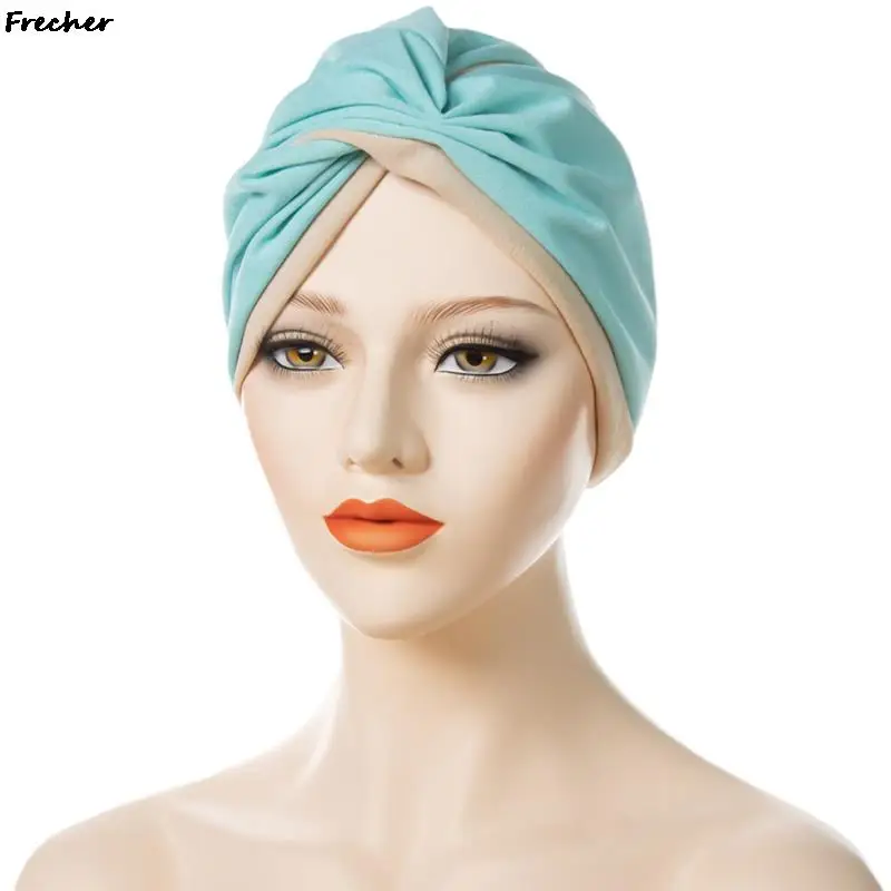 Muslim Scarf Hijabs Turbans African Headtie Braid Hat for Women Pleated Beanie Headwrap Hair Accessories Indian Bonnet Hats