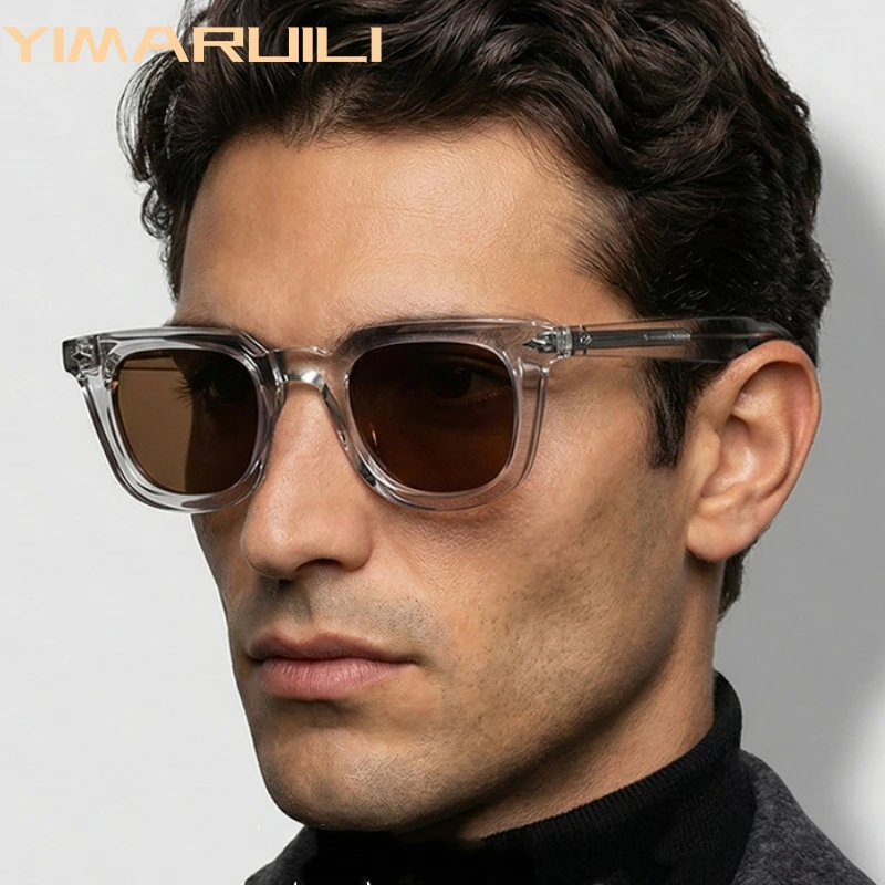 

YIMARUILI Men And Women Fashion Trend Retro Square Polarized Sunglasses Anti UV400 Big Size TR90 Acetate Driving Glasses S31242