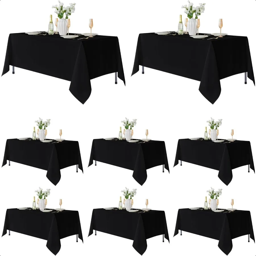 8er-Pack Tischdecken-Rec-Tisch: schmutzabweisende und knitterfreie Tischdecken, rechteckige, waschbare Polyester-Tischdecken für Hochzeiten