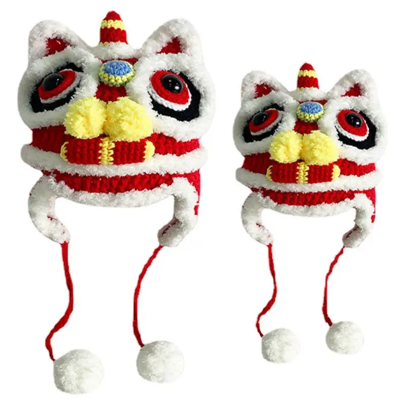 2023 Rabbit Year Mascot Hat Chinese Style Red Lion Well Stitched Cute Chinese New Year Decorations For Women Men Boys