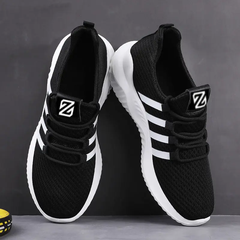 Zapatillas de correr ligeras para hombre, zapatos deportivos transpirables para exteriores, antideslizantes, Tenis flexibles a la moda con cordones,