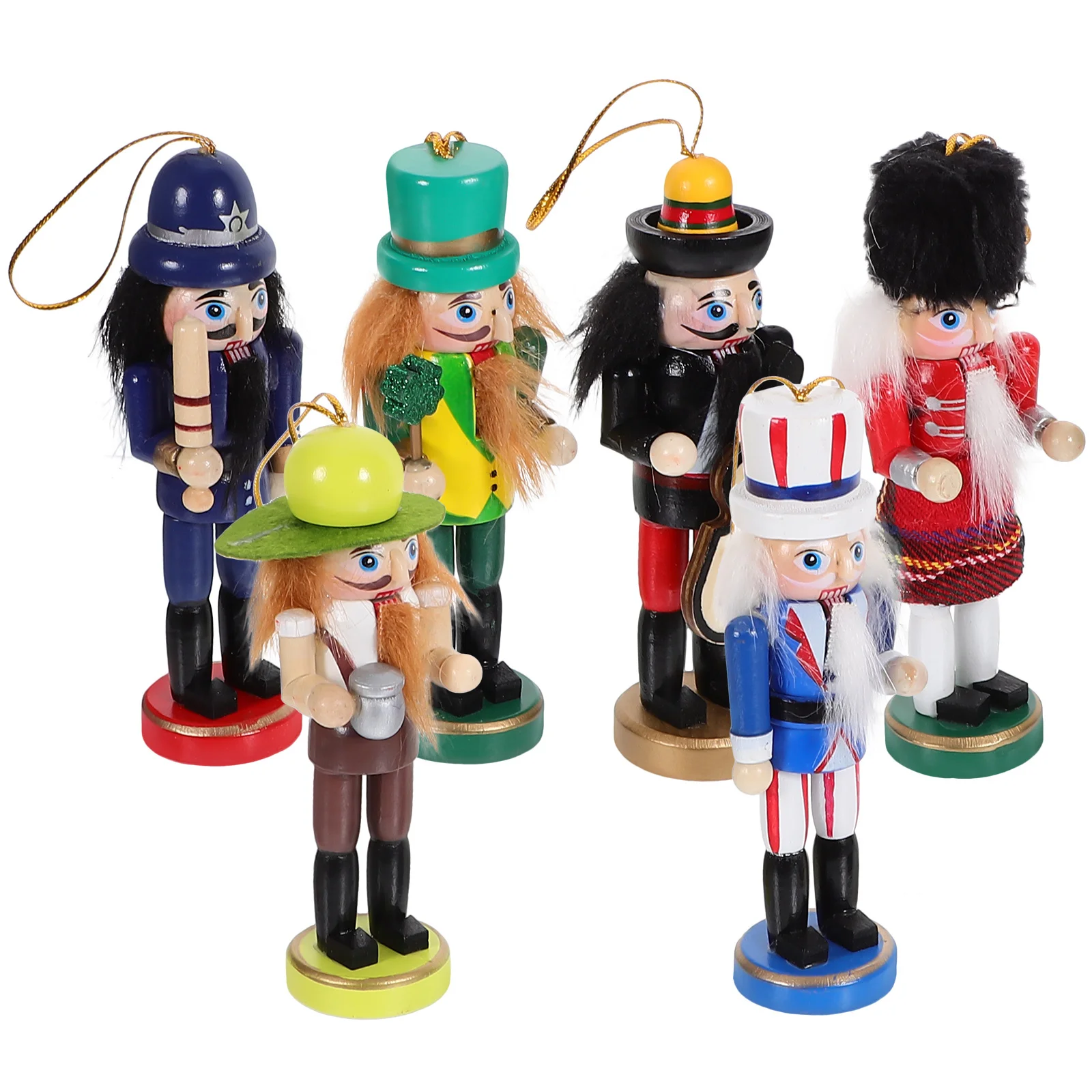 

6Pcs Nutcracker Xmas Wooden Craft Decorations Christmas Nutcracker Puppets Holiday Christmas Decor Wood Ornament