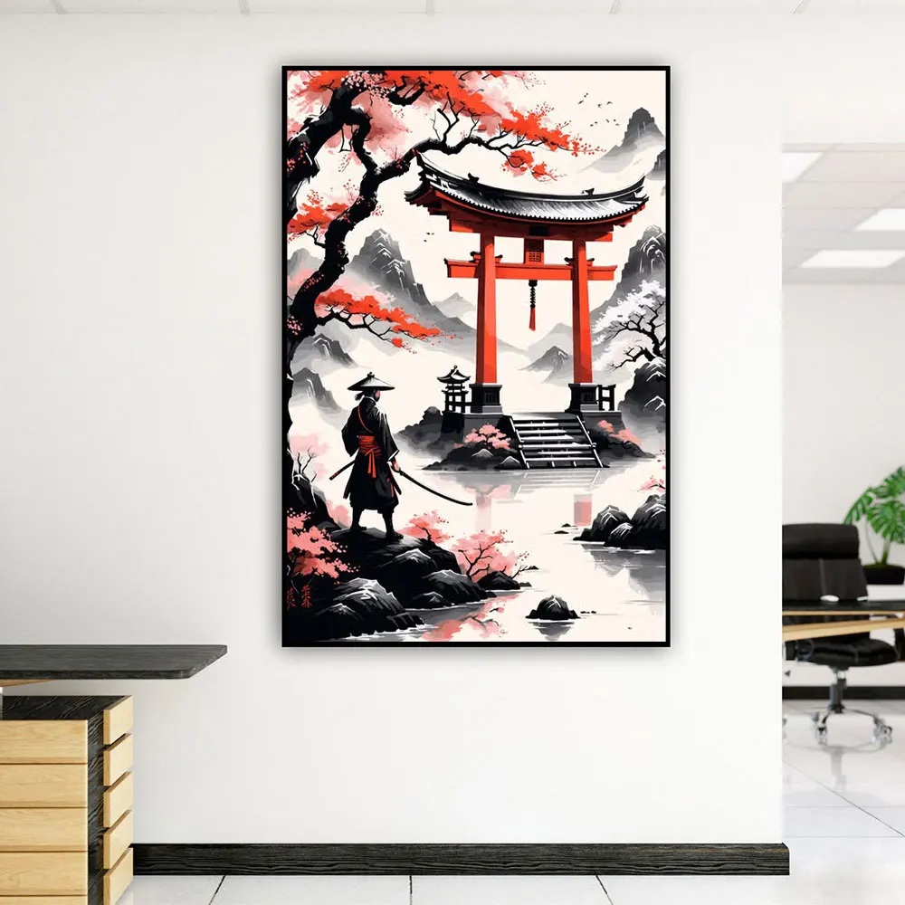 Japanese Cherry Blossom Koi Fish Moon Lake Magic Art Poster Canvas Painting Japan Landscape Wall Art For Living Room Home Decor