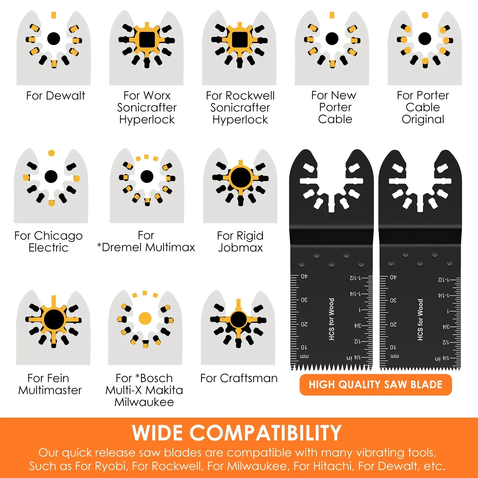 16Pcs Oscillating Saw Blade High-Carbon Steel Oscillating Tool Multitool Blade for Cutting Wood Metal PVC Oscillating Blades