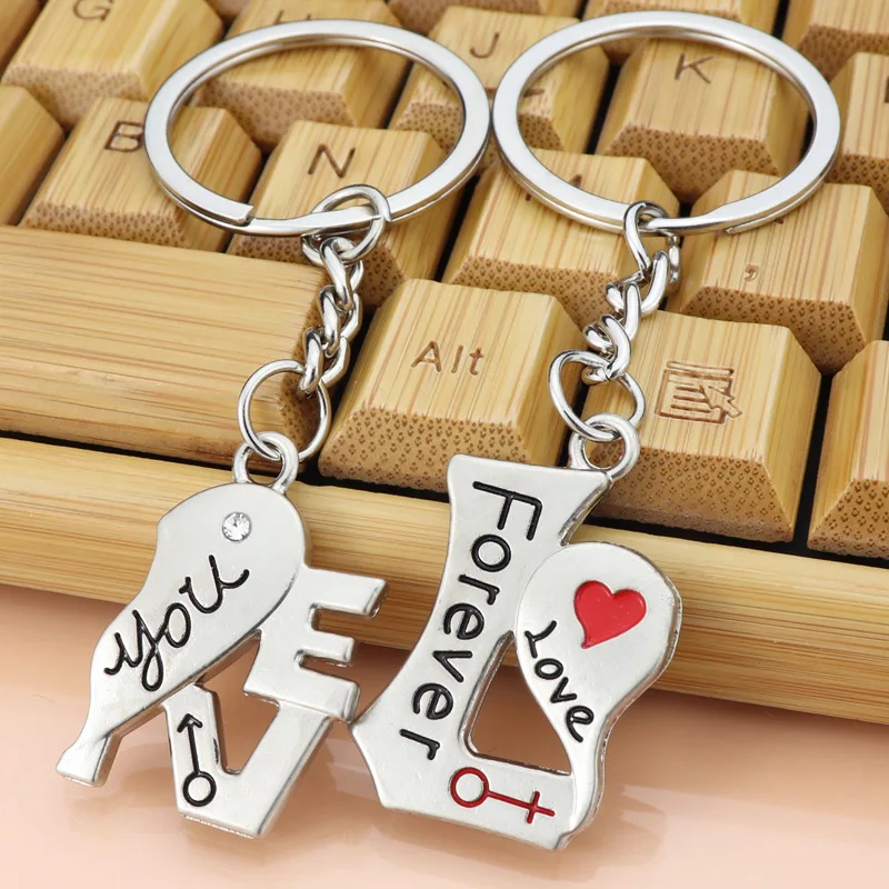 LLavero con letras I LOVE YOU, llavero con forma de corazón para parejas, llavero para amantes, regalo de cumpleaños, recuerdos, regalo del Día de San Valentín