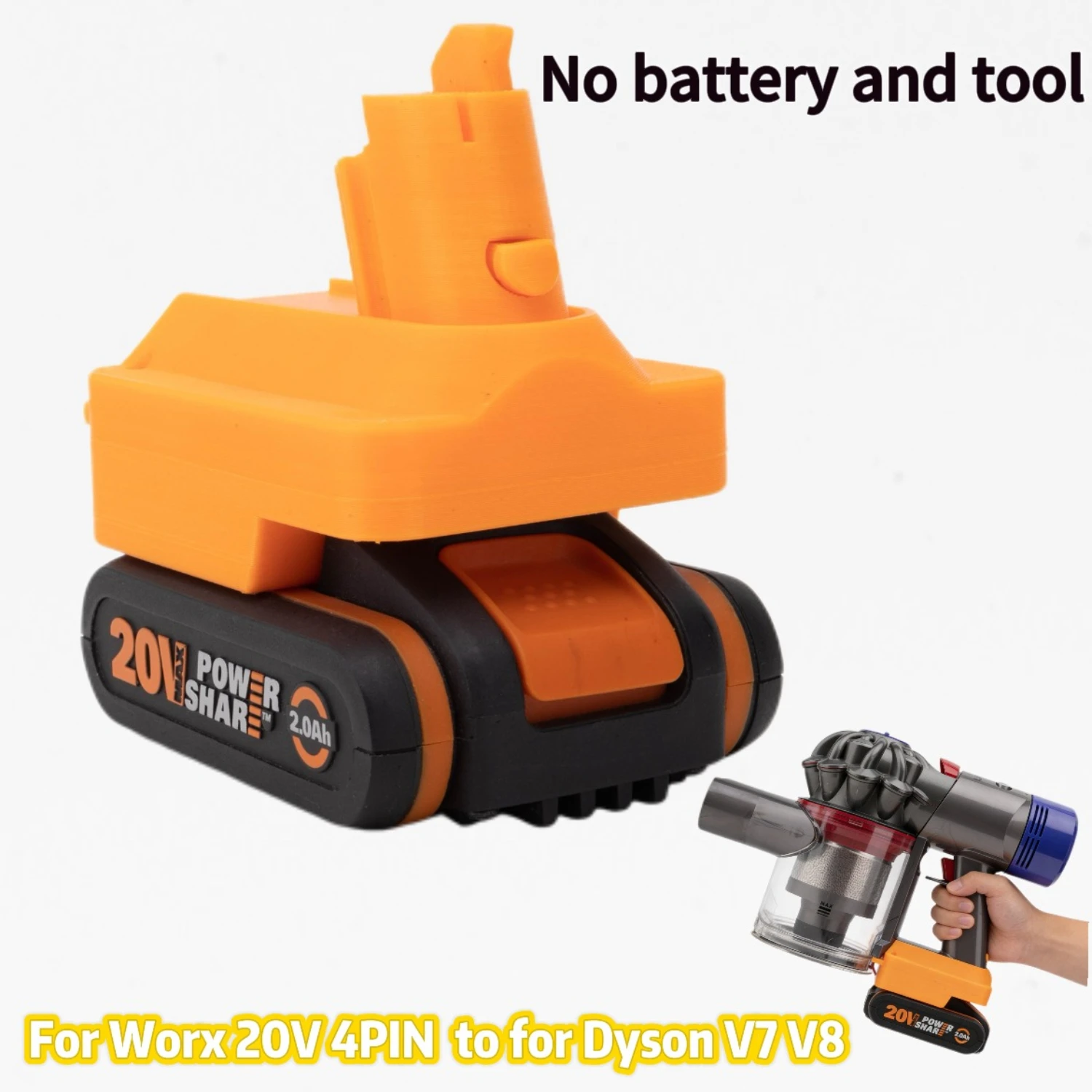 

Адаптер-конвертер для аккумулятора Worx 20V 4Pin для пылесосов Dyson V7/V8 (без аккумуляторов и инструментов)