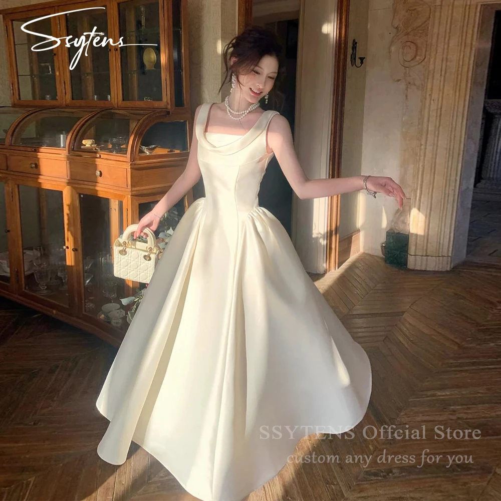 SSYTENS A Line Ankle Length Evening Dress For Wedding Party Champagne Formal Prom Dress A Line Birthday Party Gown Customized