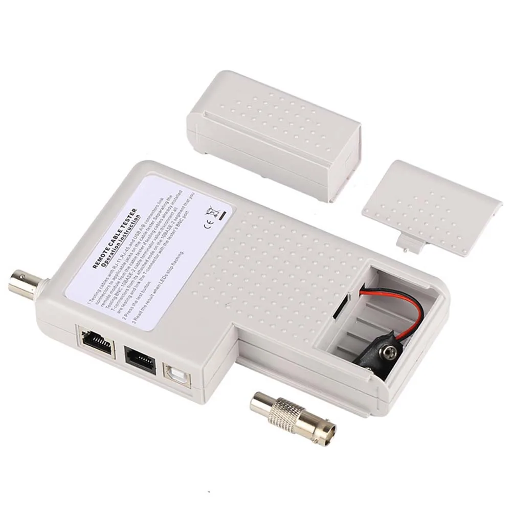 أداة اختبار كابل الشبكة لعملية الاختبار السريع RJ45 RJ11 USB وBNC مع مؤشرات خطأ LED وجرس