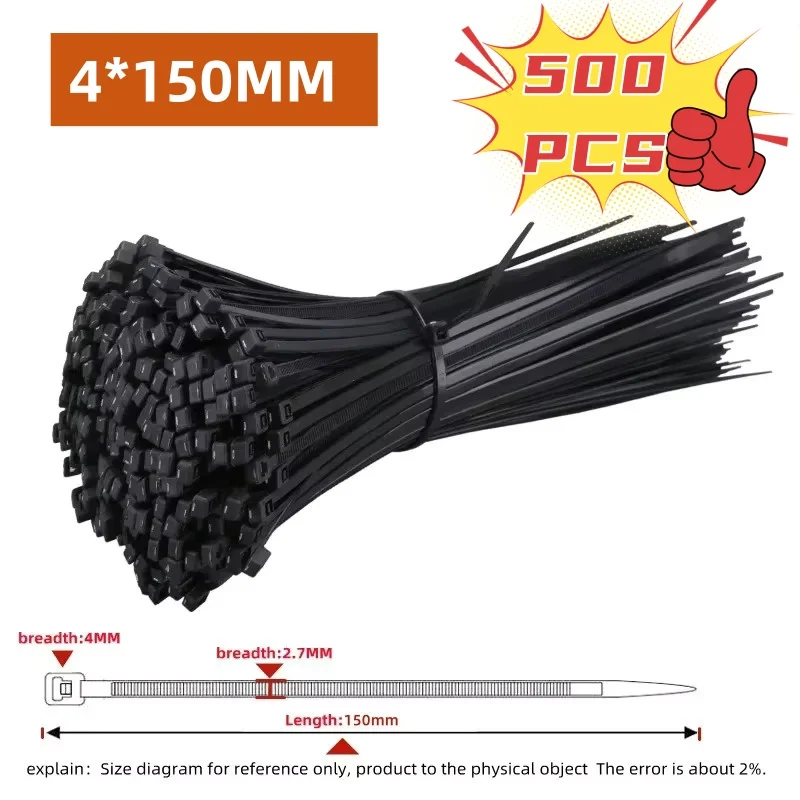 1000/100 Stück Kunststoff-Nylon-Kabelbinder, selbstsichernde Kabelbinder, Riemen, verstellbare Kabel, Befestigungsschlaufe, Heimbüro, Kabelbinder