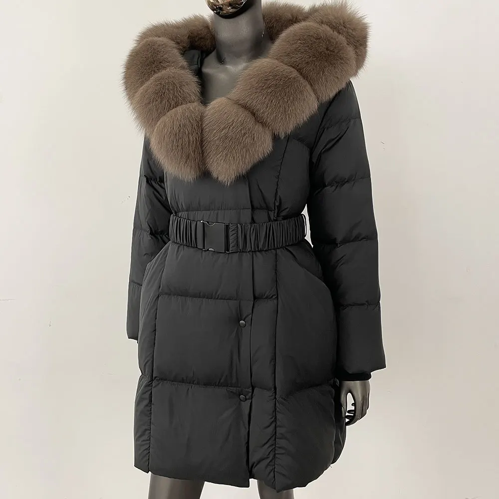 เสื้อแจ็คเก็ตคอปกขนสุนัขจิ้งจอกแท้ธรรมชาติ OFTBUY เสื้อโค้ทขนเป็ดขาวแคชเมียร์มีฮู้ดสำหรับผู้หญิง ฤดูหนาว 2025 รุ่นใหม่ เสื้อคลุมโอเวอร์ไซส์สำหรับผู้หญิง