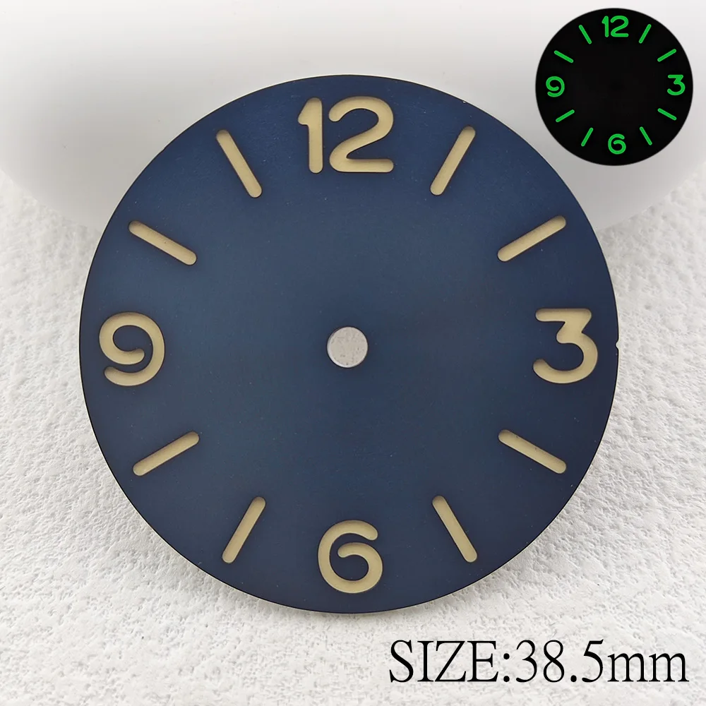 38.5mm watch dial green Luminous Replacement watch accessory fits ETA 6497 6498 automatic movements Logo/name customization