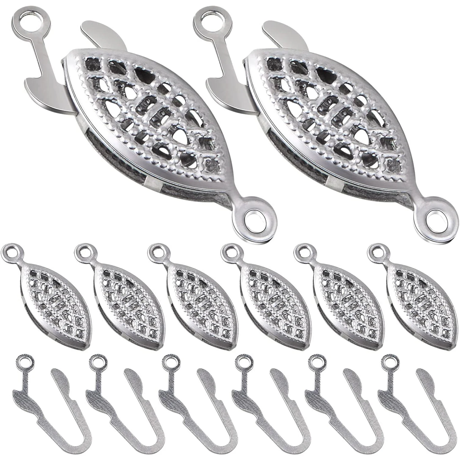 

30 штук филигранных застежек для ожерелий, овальные застежки-крючки из нержавеющей стали, разъемные застежки для ювелирных изделий, соединители для браслетов