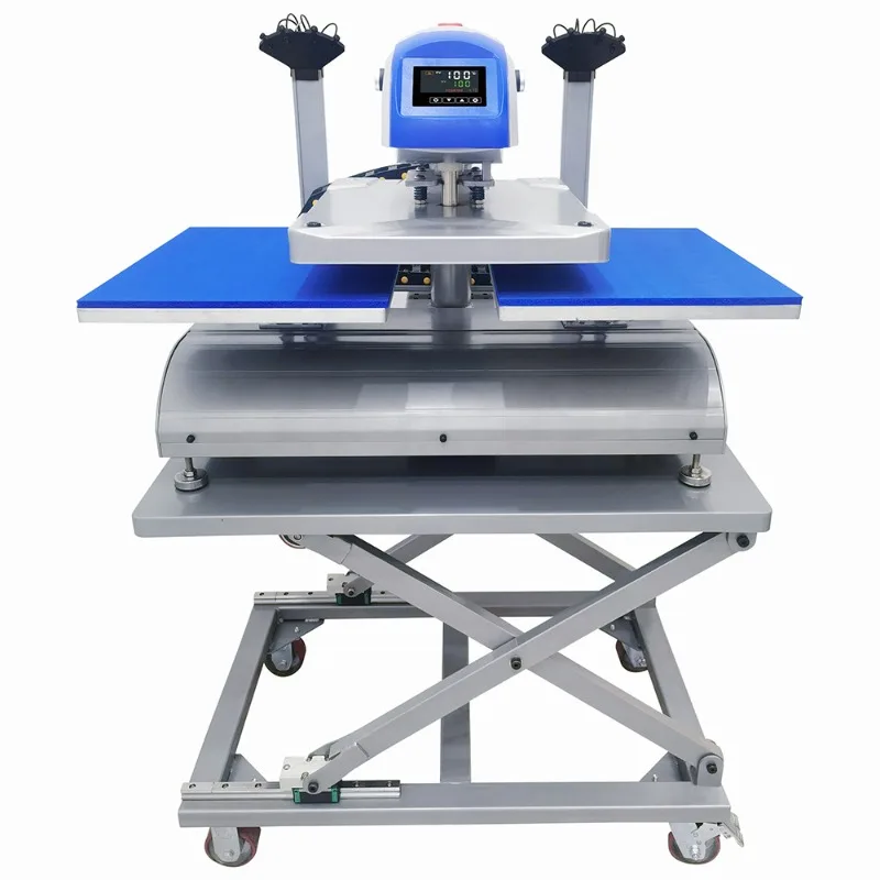 pure electric double station with mobile tripod automatic clothing heat transfer machine T-shirt heat transfer equipment