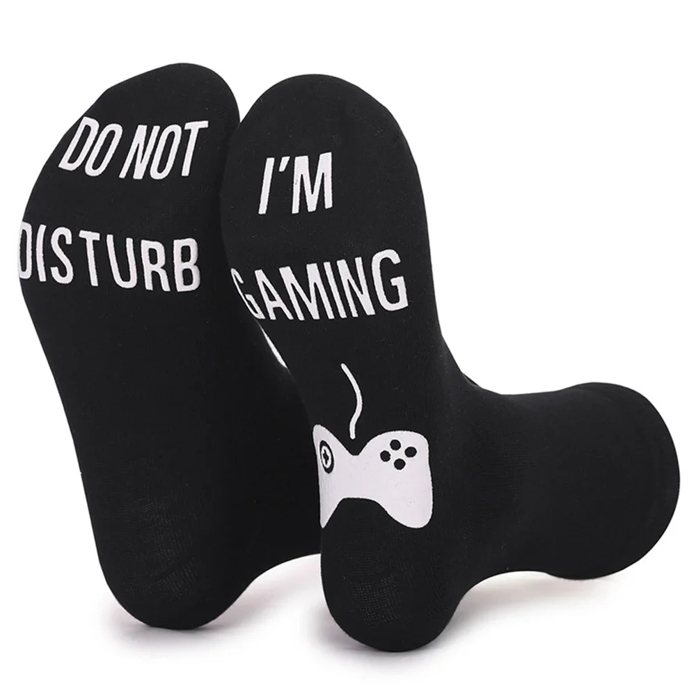 1Pairs 'I Am Gaming'' I'm not Sleeping' Print Funny Novelty Cotton Socks Gifts For Men Christmas Birthday Presents For BoyFriend