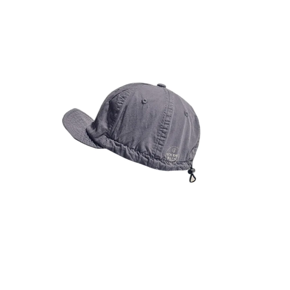 Retro Solid Color Short Brim Baseball Cap Drawstring Adjust Casual Cargo Baseball Cap Japanese Style Visor Peaked Cap Men
