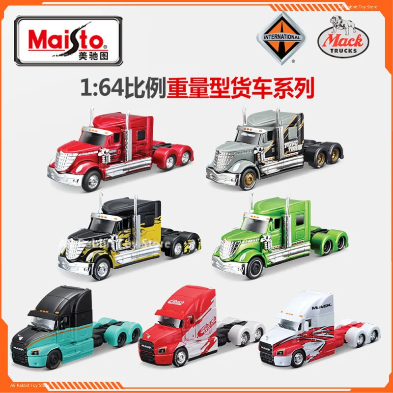 Maisto Truck Trailer Head Car Model Diecast Toy Container Alloy Truck Engineering Transport Vehicles Toys Car Collectibles Gifts