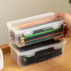 Grote Capaciteit Opbergdoos Doorzichtig Plastic Kantoorbenodigdheden Draagbare Etui Kantoor Stationaire Benodigdheden Desktop Organizer