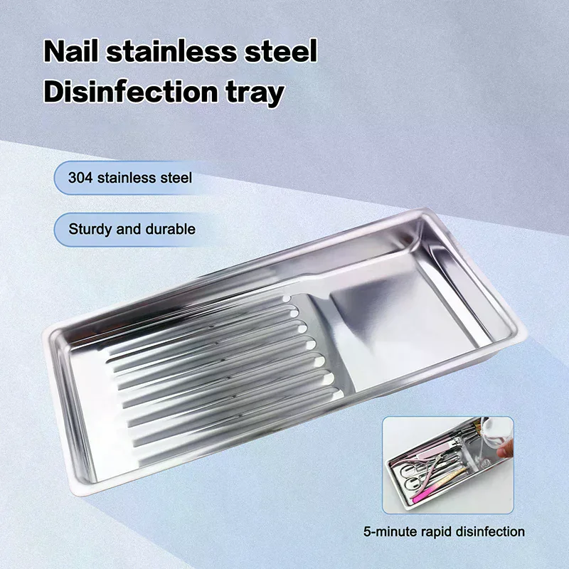 Nail Art Tool Sterilizing Tray Stainless Steel Disinfection Dish Cosmetic Storage Tray Manicure Tweezers Drill Bit Nail Clippers