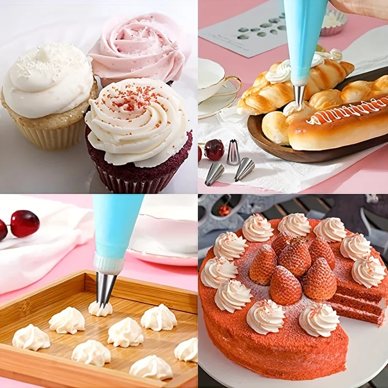 Kuchendekorationswerkzeug-Set mit Spritztüllen, Zuckergussspitzen, Fondantnägel, Spritzbeutel zum Backen von Cupcakes, Keksen – DIY-Dessert-Set – Detail 14