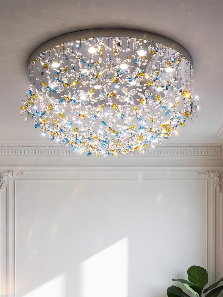 زهرة رومانسية الفرنسية الدافئة شخصية ضوء السقف غرفة المعيشة ماستر ضوء غرفة نوم ضوء السقف قاعة الكريستال الخفيفة #4