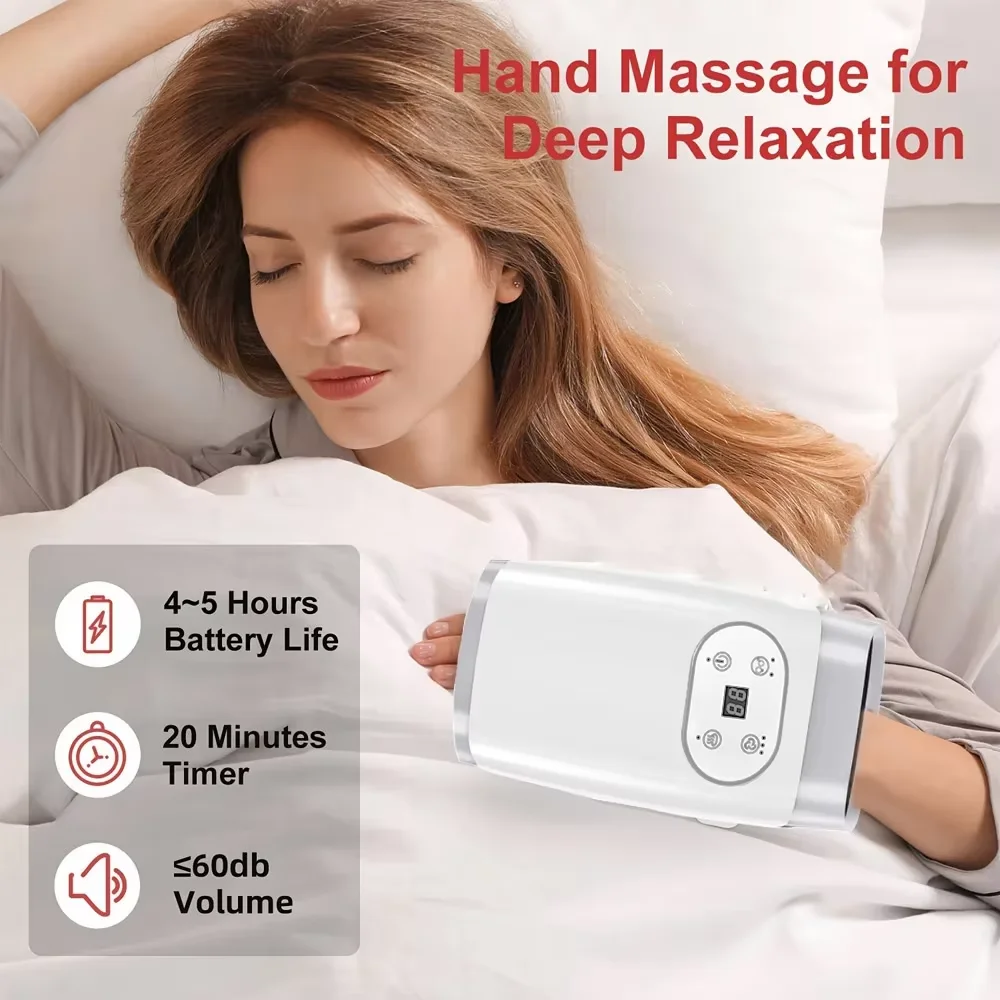 

Беспроводной электрический ручной массажер, массажер давления воздуха, массажер для акупунктурных точек ладоней, красота, массаж с подогревом пальцев и запястья, снимает усталость