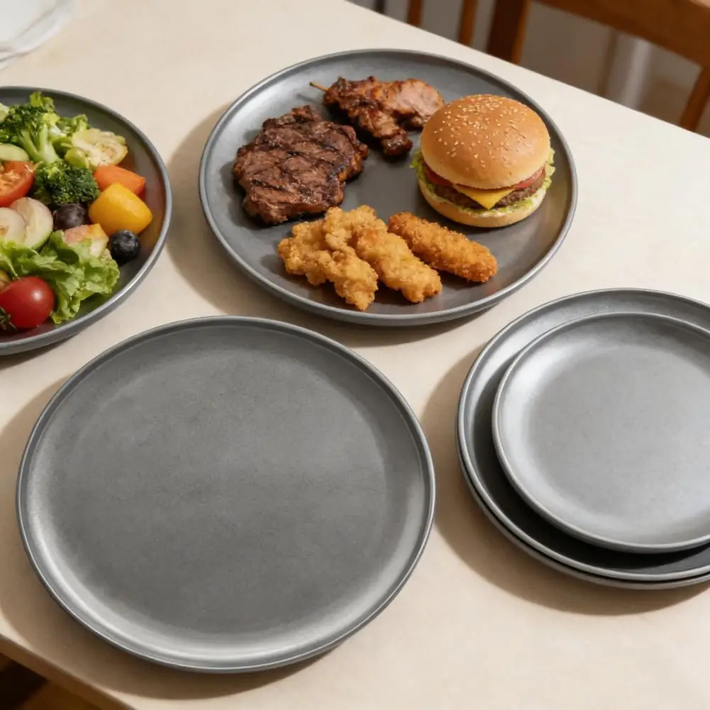 Stainless Steel Double Layer Tray Heat-Resistant Serving Platter for BBQ Steak Western Cuisine Dishwasher Safe Rust Proof Pizza
