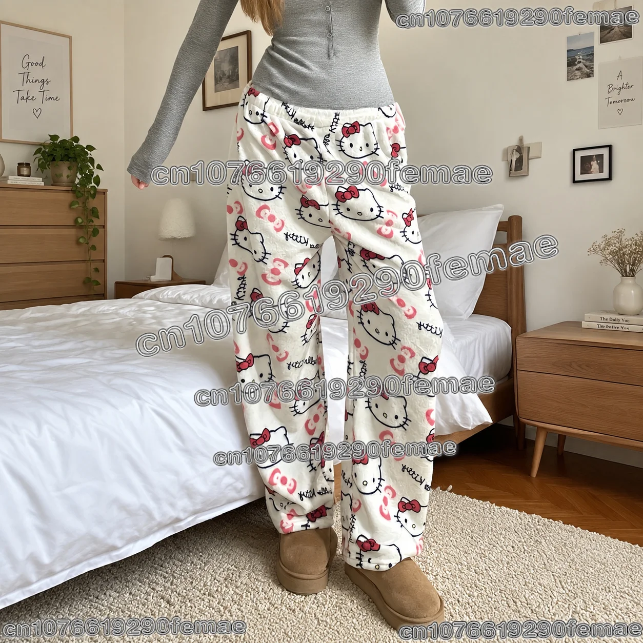 Hello Kitty Women Sleepwear Trousers Cartoon Anime Y2K Pajama Pants Soft Home Lounge Casual Cute Comfortable Relaxed Daily Wear