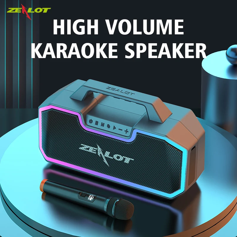 

Zealot Powerful 60W Boombox Computer Speakers Portable Bluetooth Wireless Stereo Subwoofer Bass Loudspeaker FM Radio Karaoke KTV