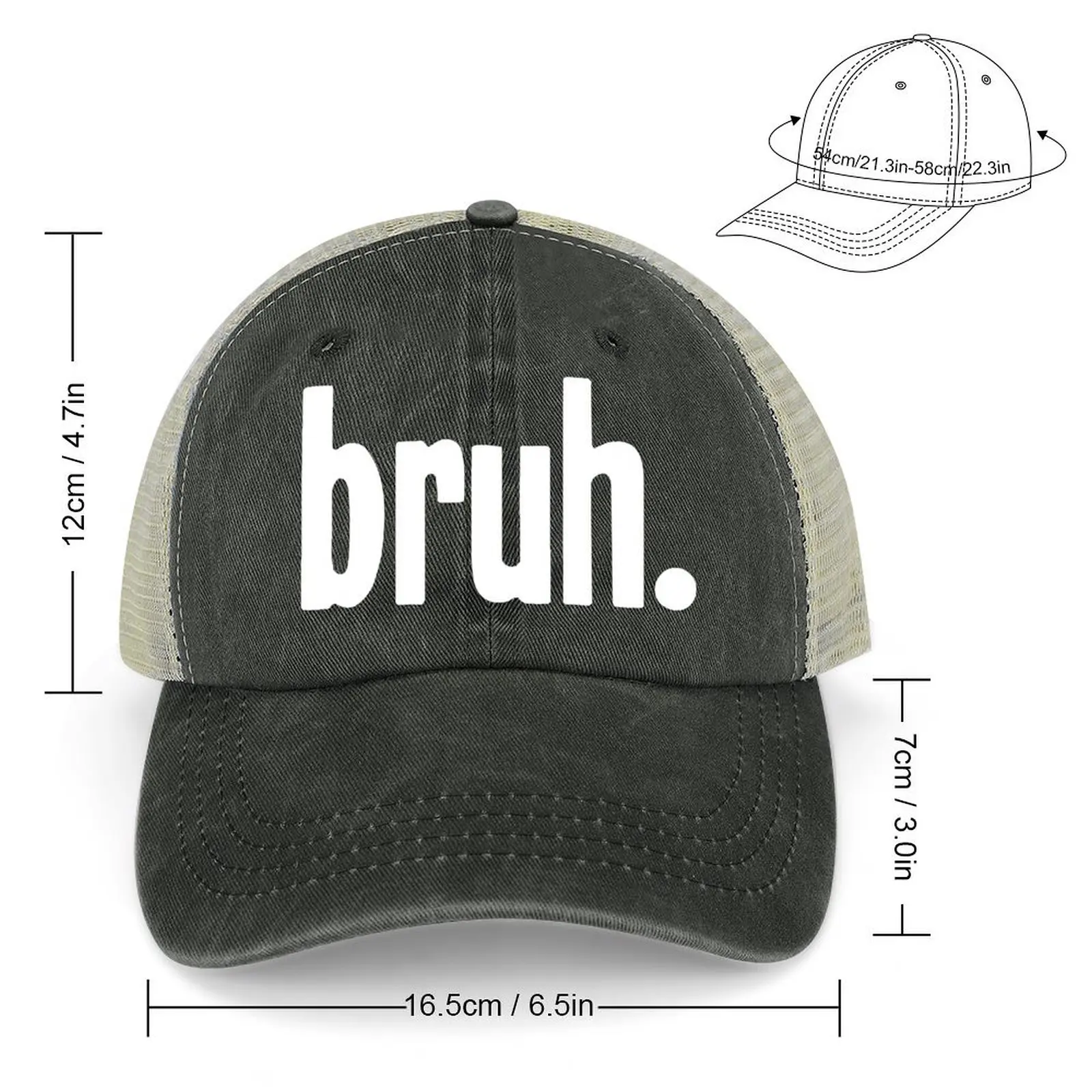 Bruh Cowboy Hat Ball Cap Golf Hat Man Ladies Men's