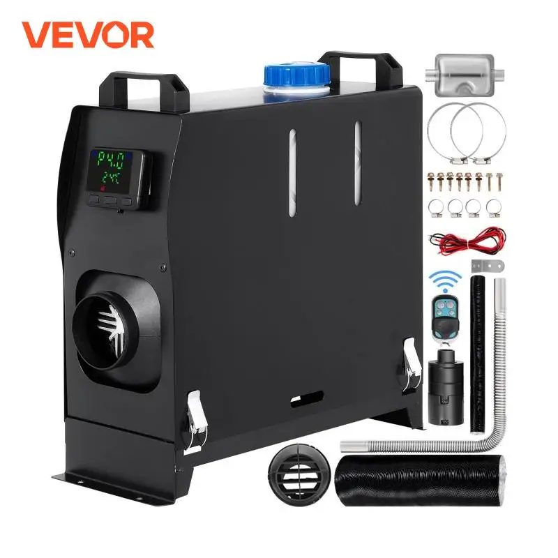 VEVOR-Diesel Air Heater, 8KW, Parking Heater, Tudo em Um, 12V Truck Heater, Um Buraco Saída, Interruptor LCD Preto, Aquecimento Rápido