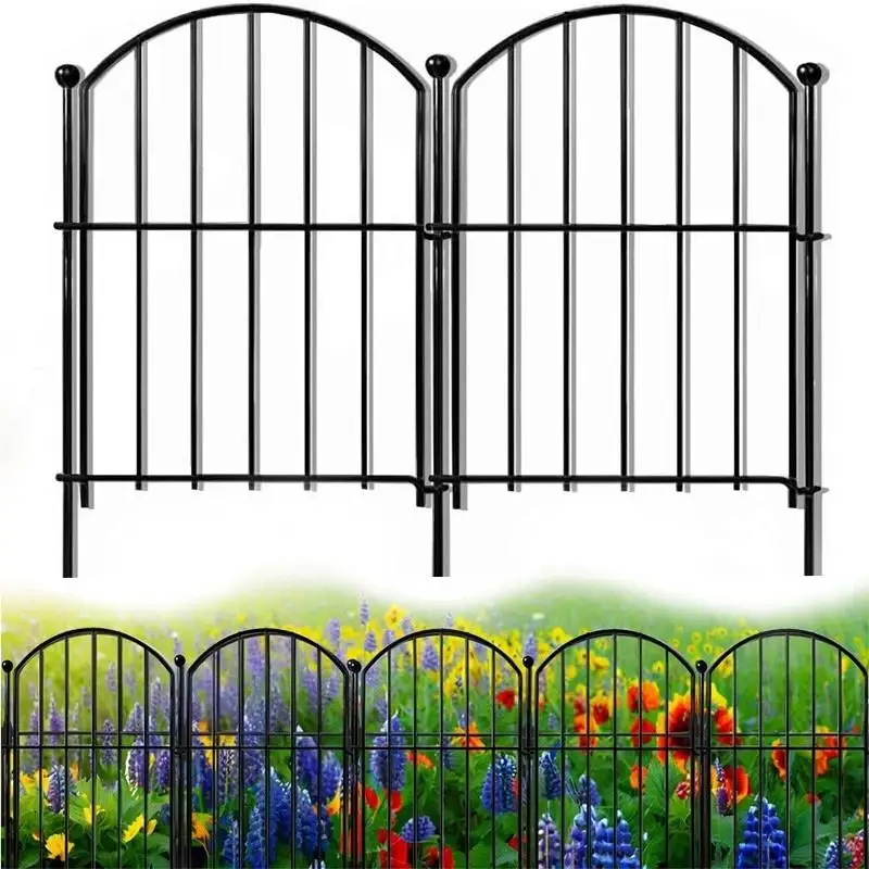 Clôture de jardin 21 pouces x 10,8 pieds, 10 paquets de barrière antirouille en métal sans creuser p