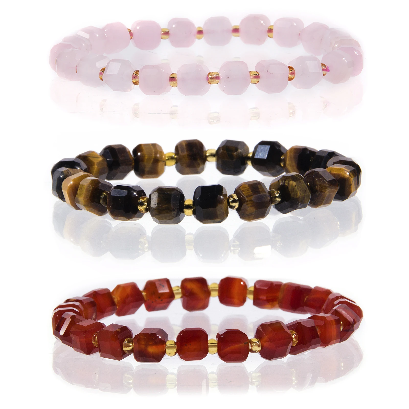 1pc Creativity fashion natrual crystal stone agate section Square bracelet Daily wear for men and women