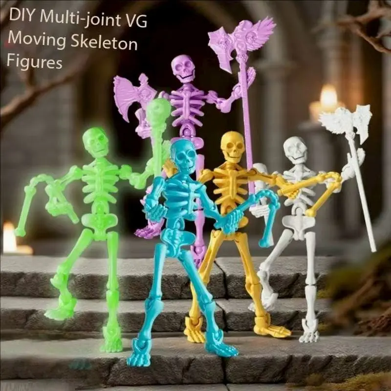 3D Skeleton Model Assembly Toy Multi Joint Mobile Skull and Bone Puppet Decoration Action Figures Anime Gifts Games Toys
