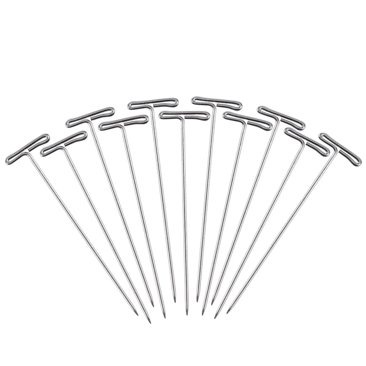 70Pcs Silver T-Pins 2 Inch 53Mm Long 14Mm Head Width 1.12mm Thick Nickel-Plated Steel for Wigs Jewelry Display Modelling