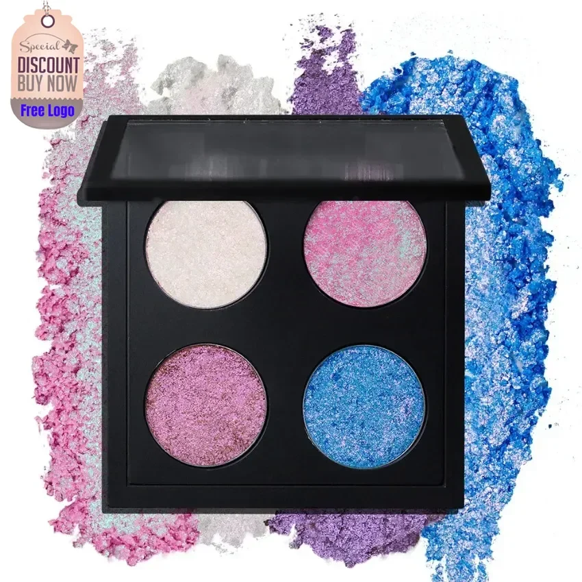 Custom 4colors Glitter Chameleon Eyeshadow Pearly High Pigmented Waterproof Long-lasting Easy To Apply Eyes Makeup Bulk