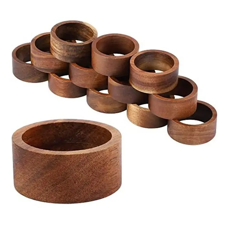 AA2126~12 Pieces Wood Napkin Rings Dining Table Napkin Holder Decorative Holiday Napkin Rings for Table Decoration