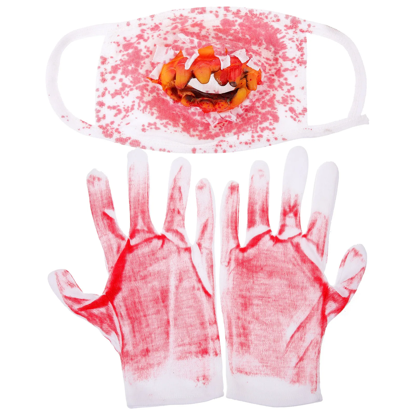 Halloween luvas de sangue máscara manchada cosplay conjunto assustador festa adereços reutilizáveis sangue traje acessórios cosplay acessório