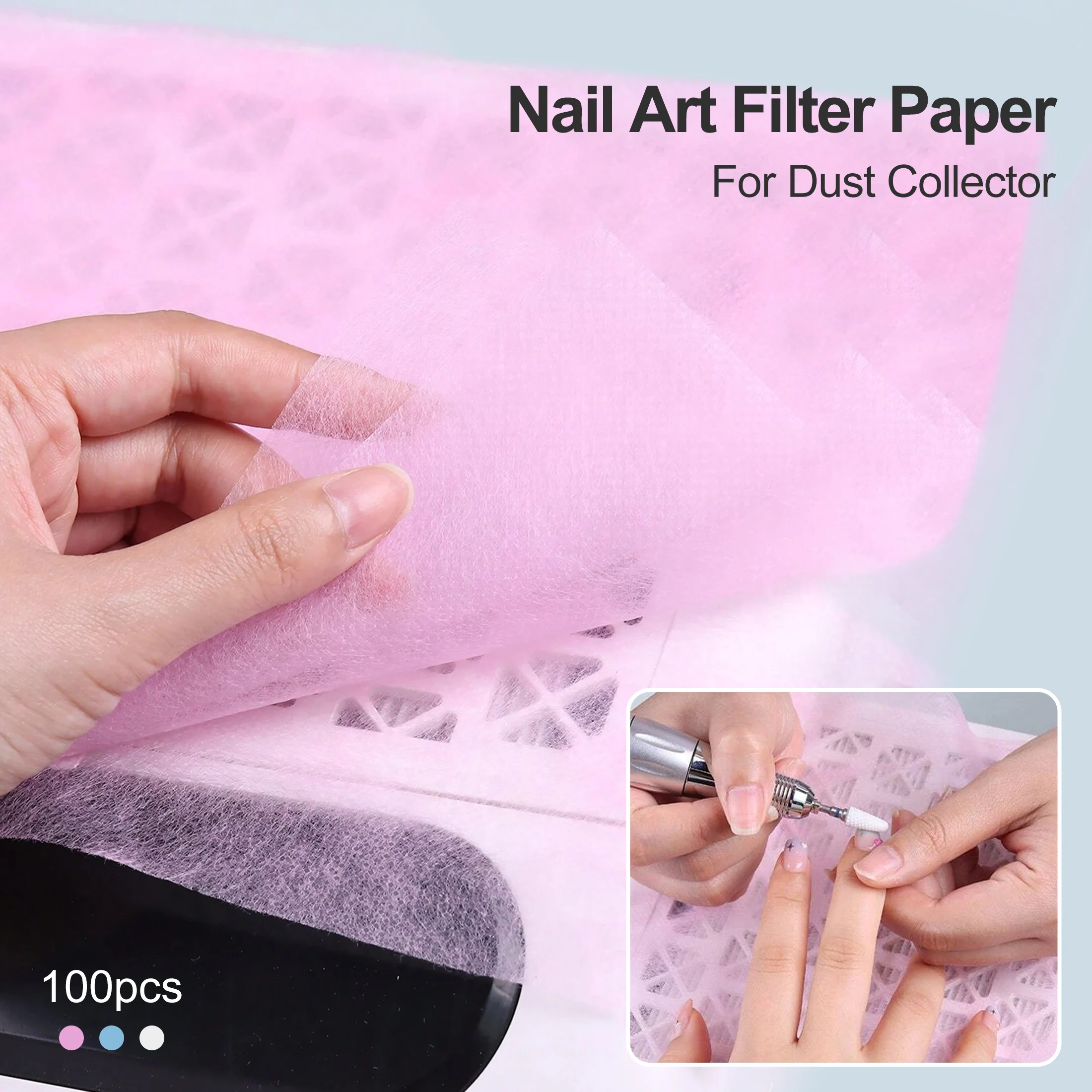 100pc/set Nail Vacuum Cleaner Filter Cotton Nail Specific Tool Dust Filter Screen Non-Woven Fabric