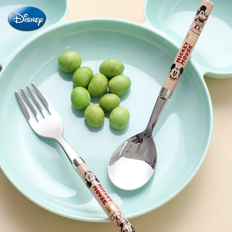 

Disney Mickey Retro Spoon Fork Tableware Kids Cartoon Home School Lunch Stainless Steel Cutlery Fork and Spoon Sets Dinnerware