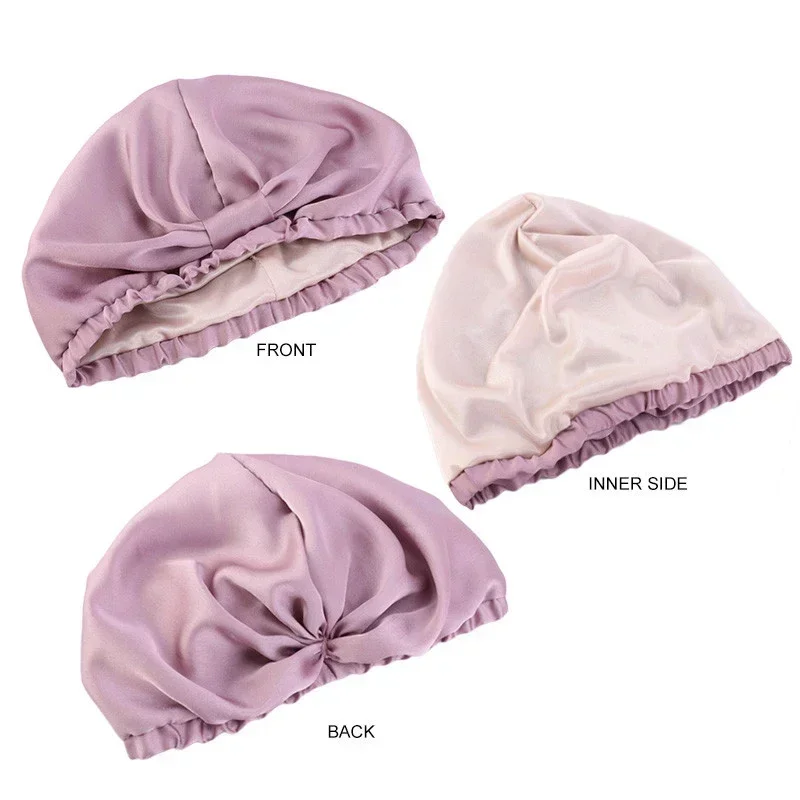 Silk Satin Sleep Cap Women Turban Elastic Head Scarf Hair Care Night Hat Chemo Caps Sleeping Bonnet Beanie Cover Headwear Solid